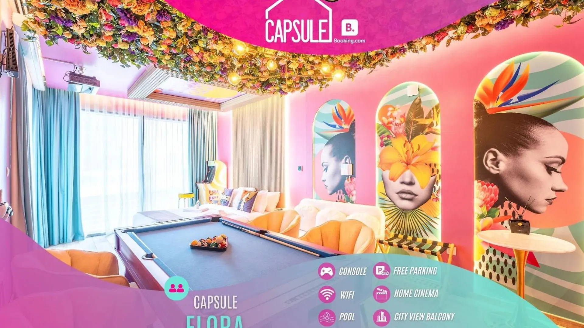 דירות דובאי Capsule Flora Business Bay View Burj Khalifa-Pool Table-Game Arcade-Projector-Playstation 5